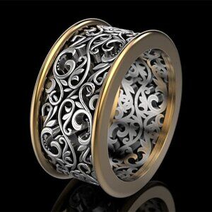 🎁 Beautiful Carved Dainty Double Layer Wide Vintage Ring for Women/Man,P732